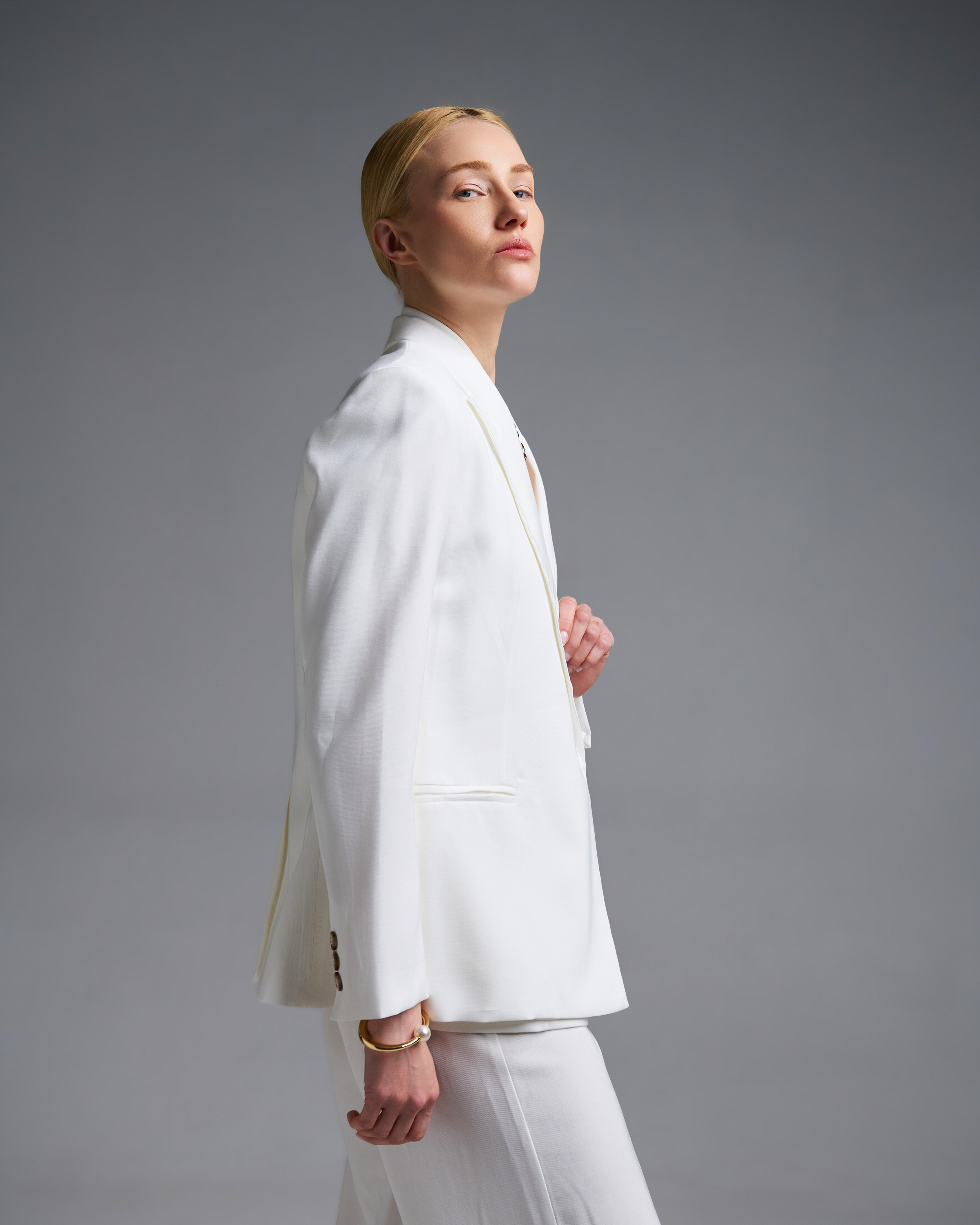 Λευκό Σακάκι με ένα κουμπί Vicolo - 4