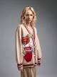 Camel-Red knitted Cardigan with pockets, V neckline and with decorative pearls De Royal - 0