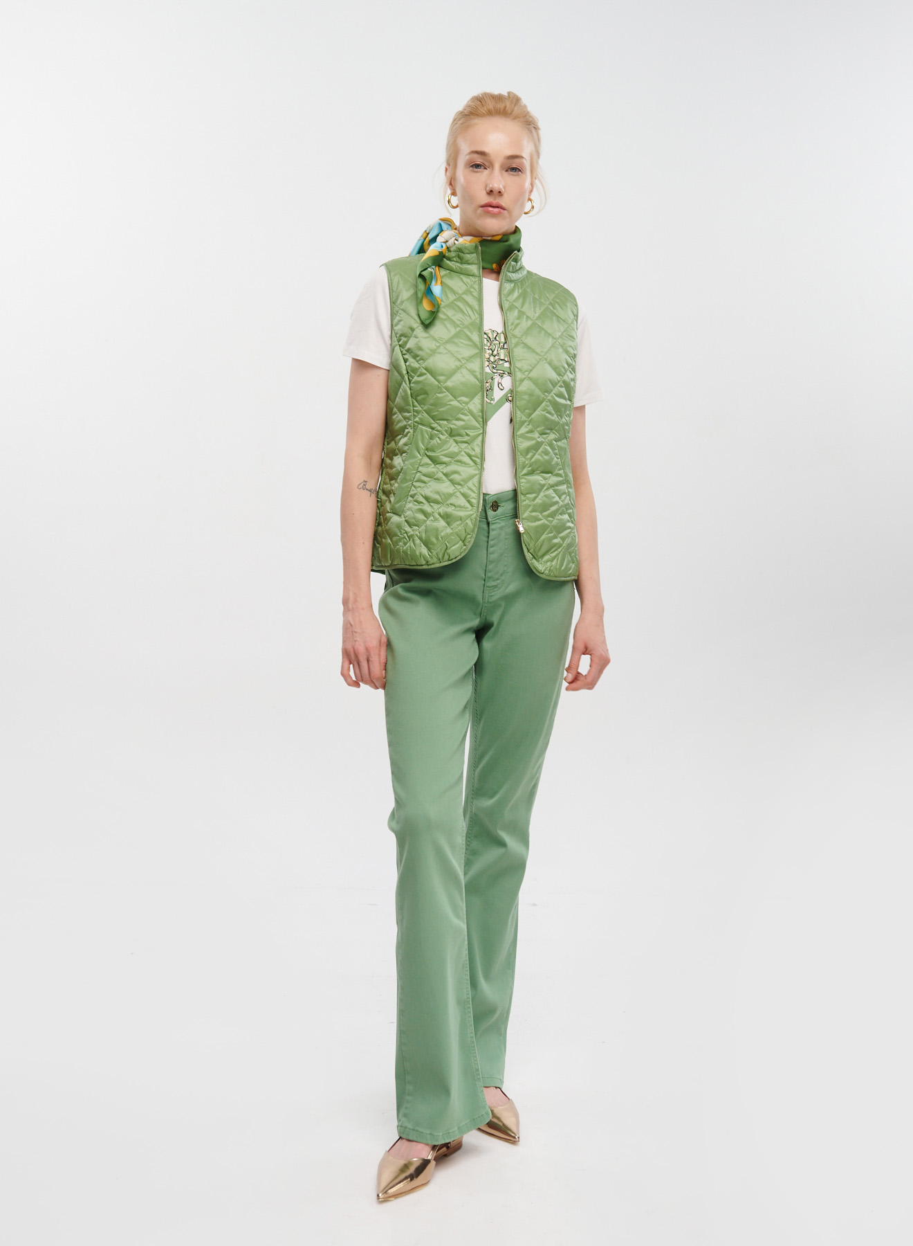 Green sleeveless quilted, padded Jacket Emme Marella - 0