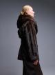 Brown eco fur hooded Coat with belt Bright - 4