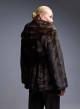 Brown eco fur hooded Coat with belt Bright-6