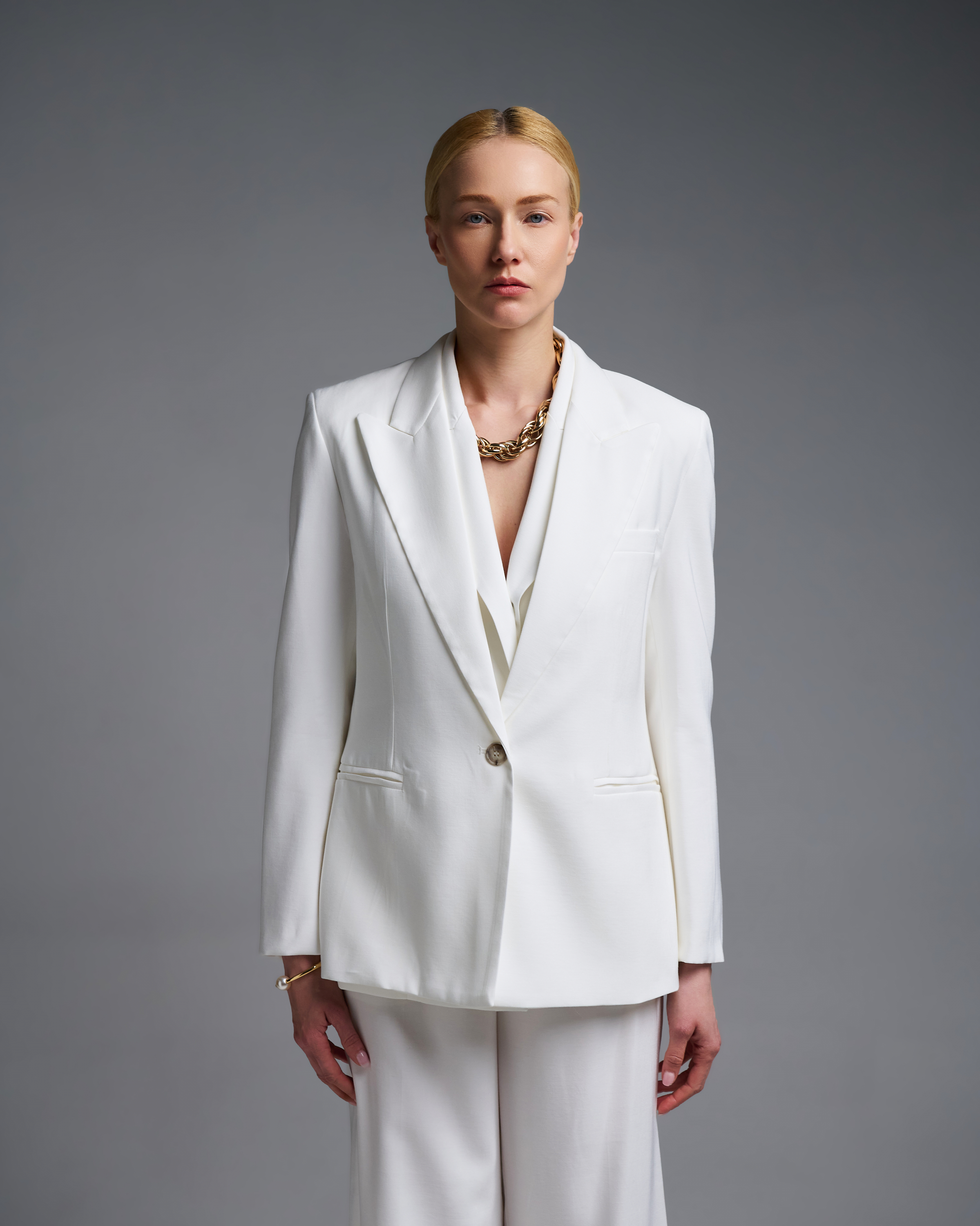 Λευκό Σακάκι με ένα κουμπί Vicolo - 3