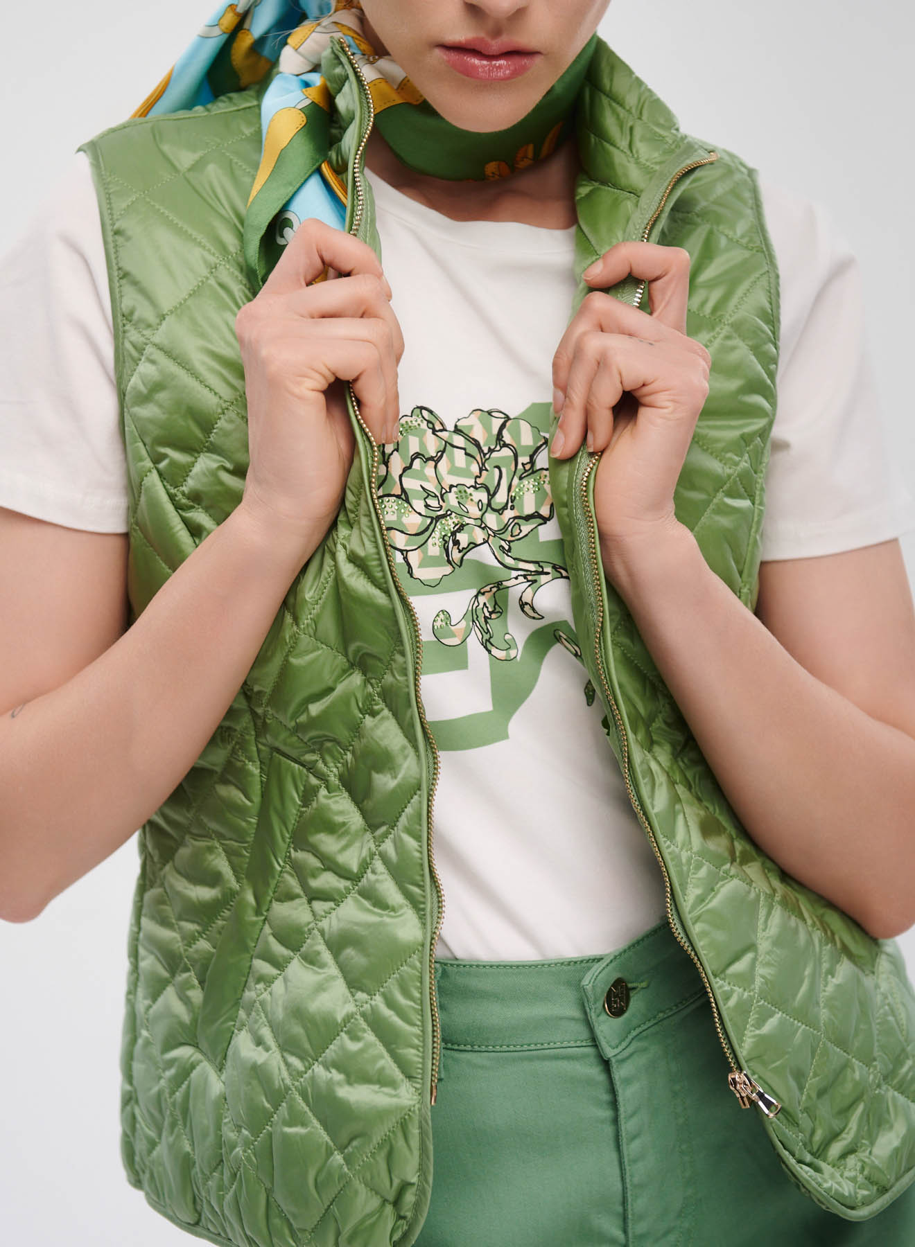 Green sleeveless quilted, padded Jacket Emme Marella - 1