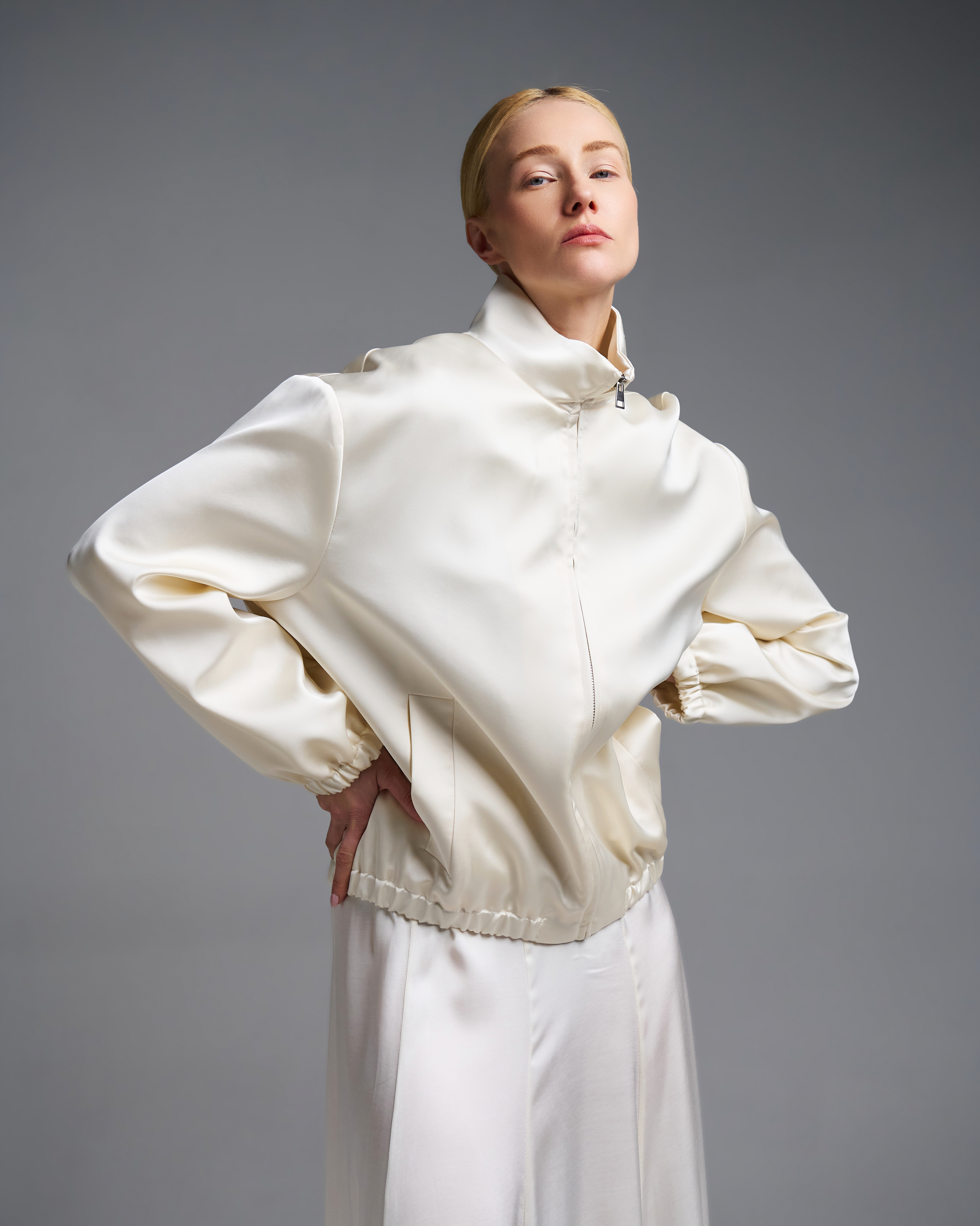 Εκρού σατέν Μπουφάν bomber Vicolo - 0