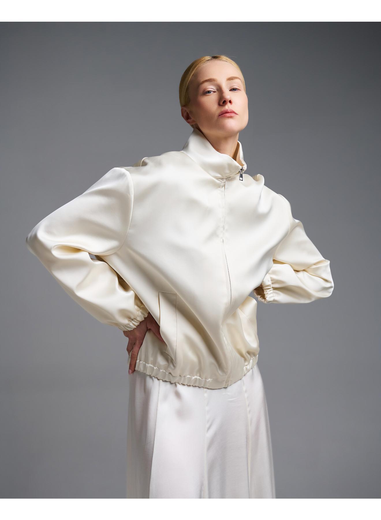 Εκρού σατέν Μπουφάν bomber Vicolo - 1