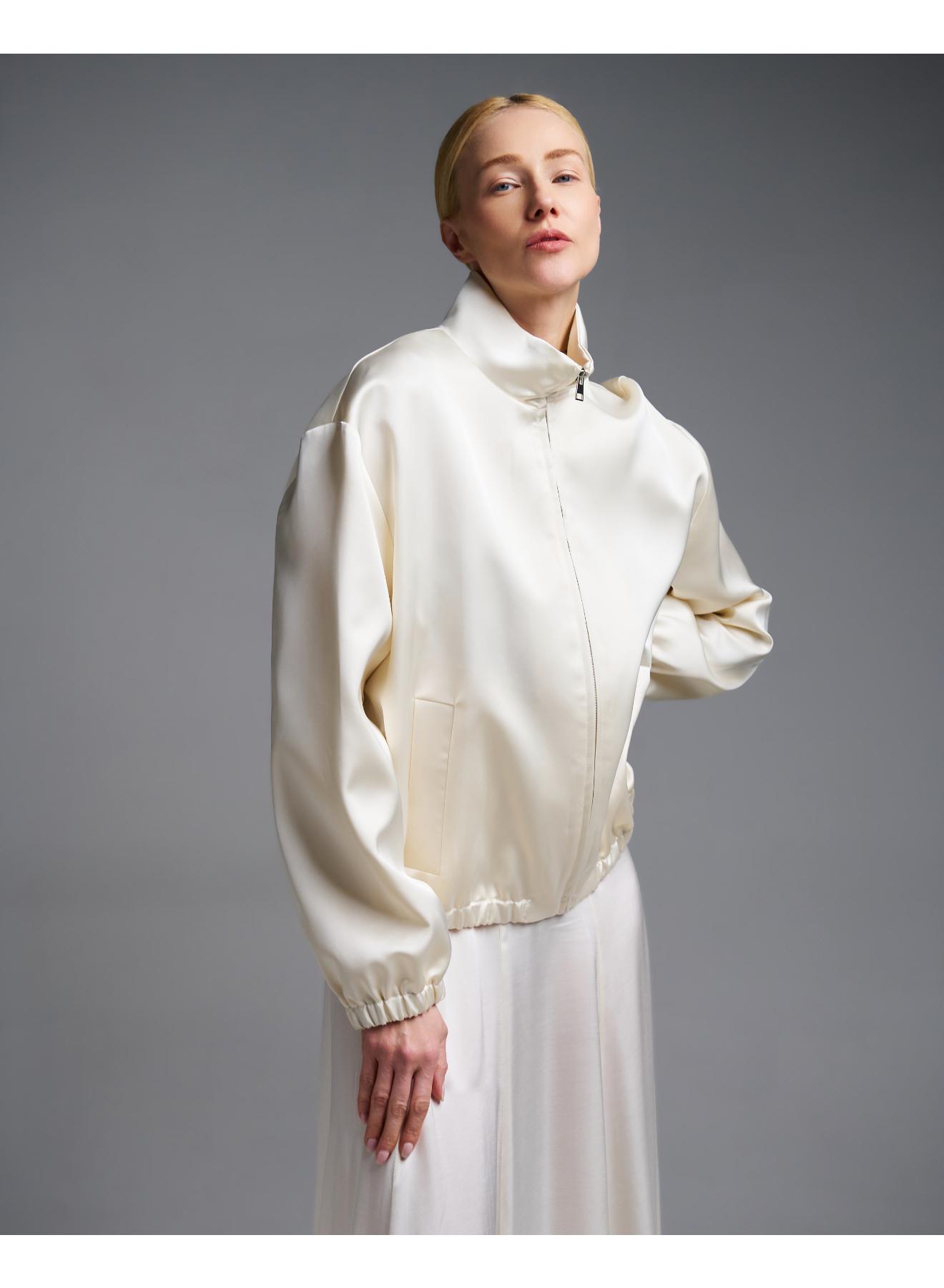 Εκρού σατέν Μπουφάν bomber Vicolo - 5