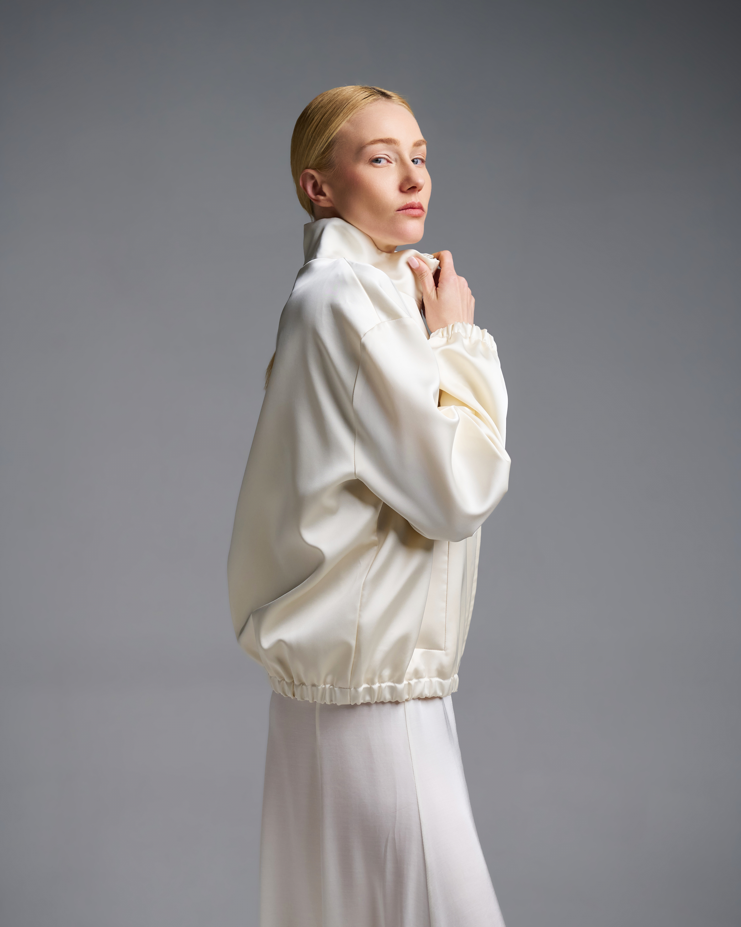 Εκρού σατέν Μπουφάν bomber Vicolo - 6