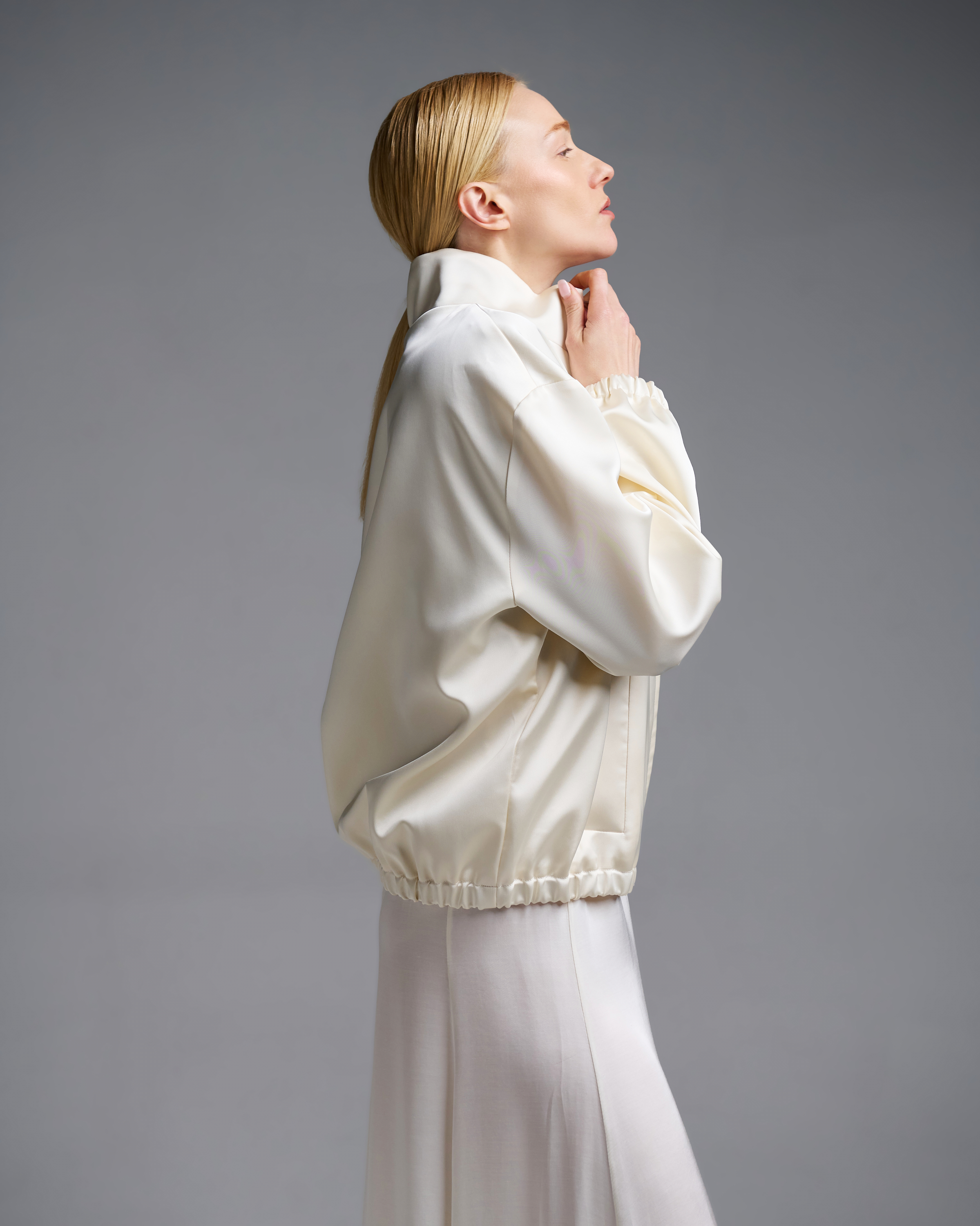 Εκρού σατέν Μπουφάν bomber Vicolo - 2