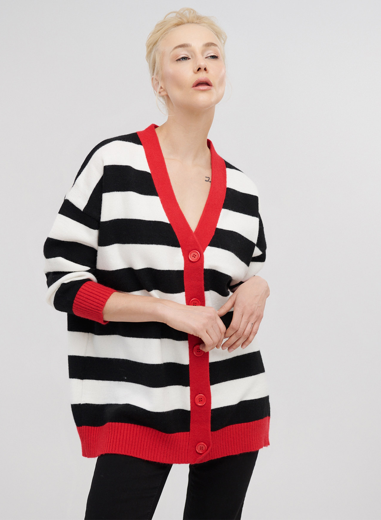 V-neck striped cardigan - 2