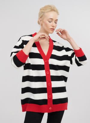 V-neck striped cardigan - 22457