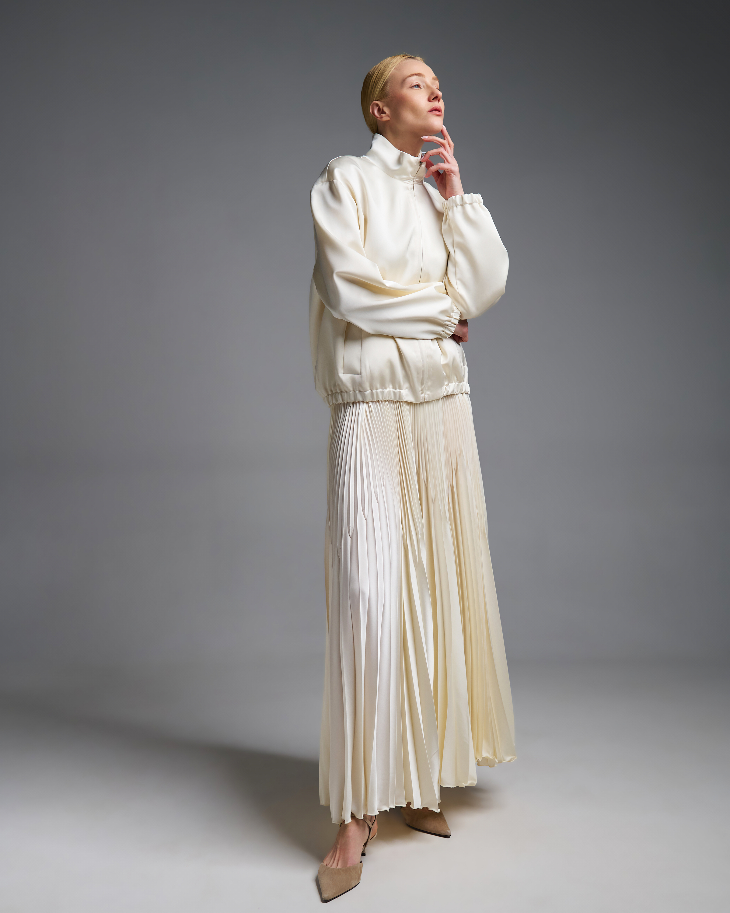 Εκρού silky touch πλισέ Φούστα με λάστιχο στη μέση Vicolo - 1