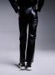Eco leather straight fitted trousers with belt - 1