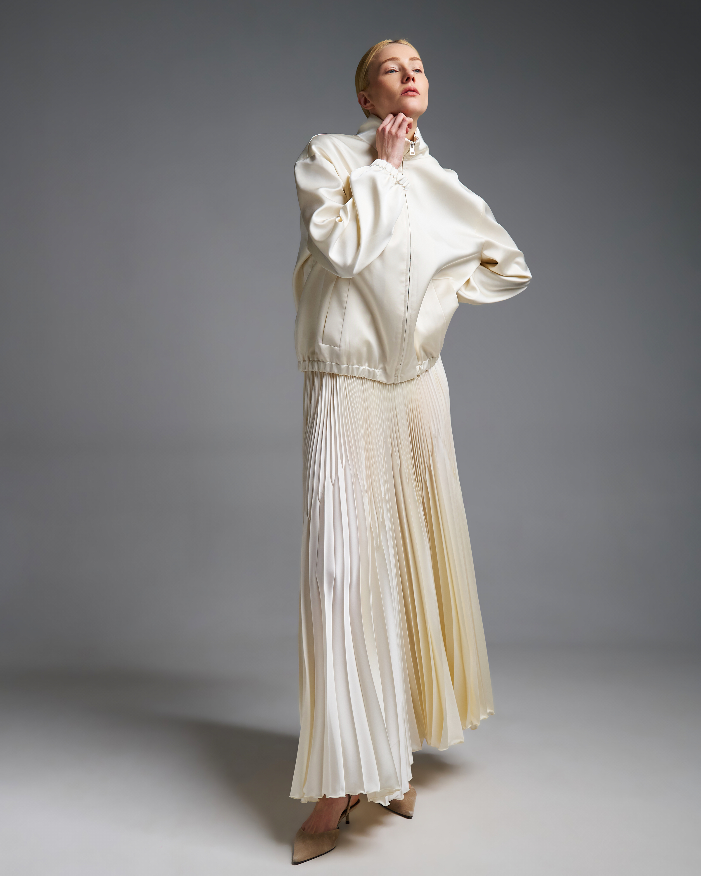 Εκρού silky touch πλισέ Φούστα με λάστιχο στη μέση Vicolo - 2