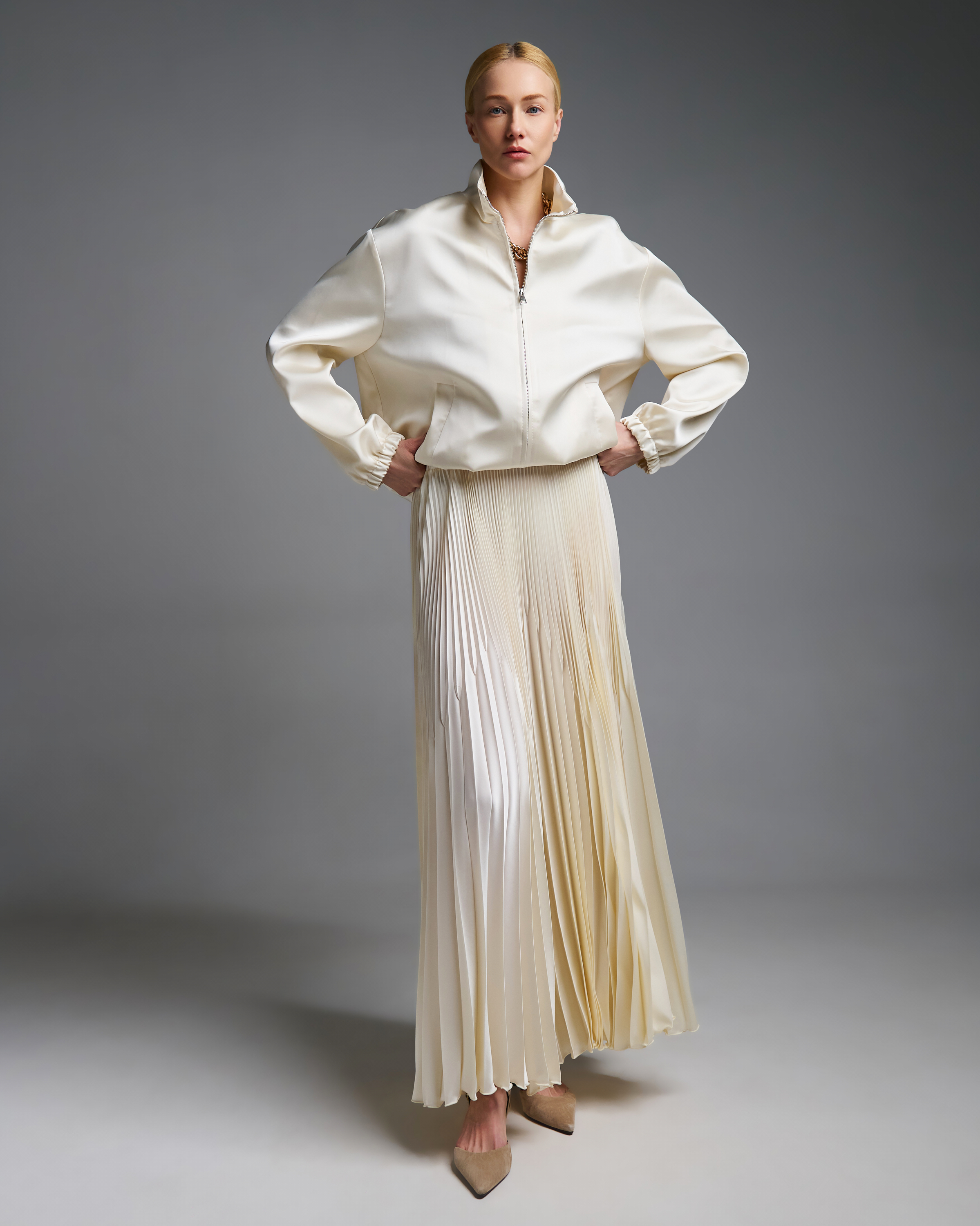 Εκρού silky touch πλισέ Φούστα με λάστιχο στη μέση Vicolo - 3