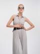 Grey long sleeveless Dress with side cuts, pleated skirt, Belt, buttons and shirt collar Vicolo - 1