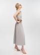 Grey long sleeveless Dress with side cuts, pleated skirt, Belt, buttons and shirt collar Vicolo - 2