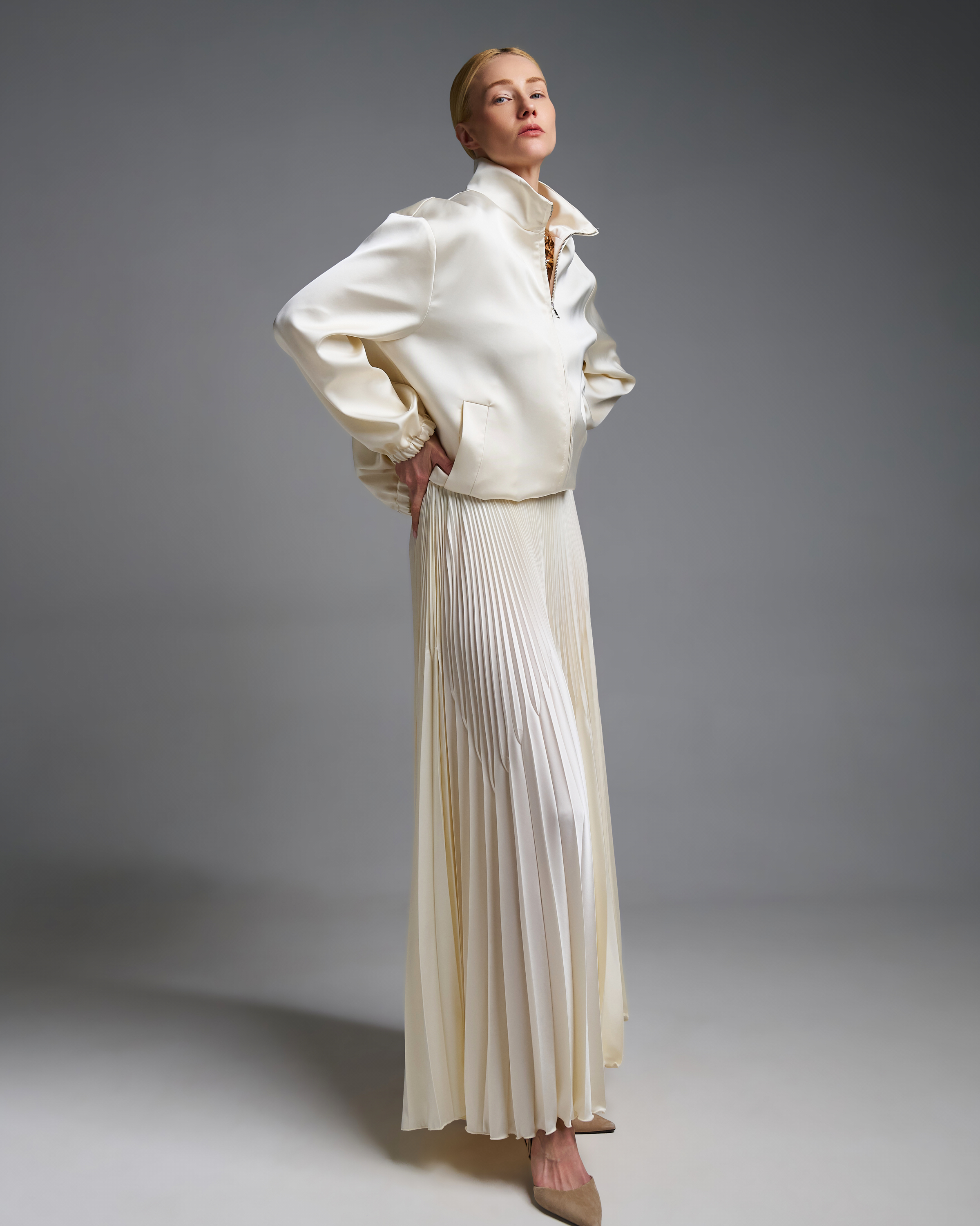 Εκρού silky touch πλισέ Φούστα με λάστιχο στη μέση Vicolo - 4