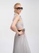 Grey long sleeveless Dress with side cuts, pleated skirt, Belt, buttons and shirt collar Vicolo - 3