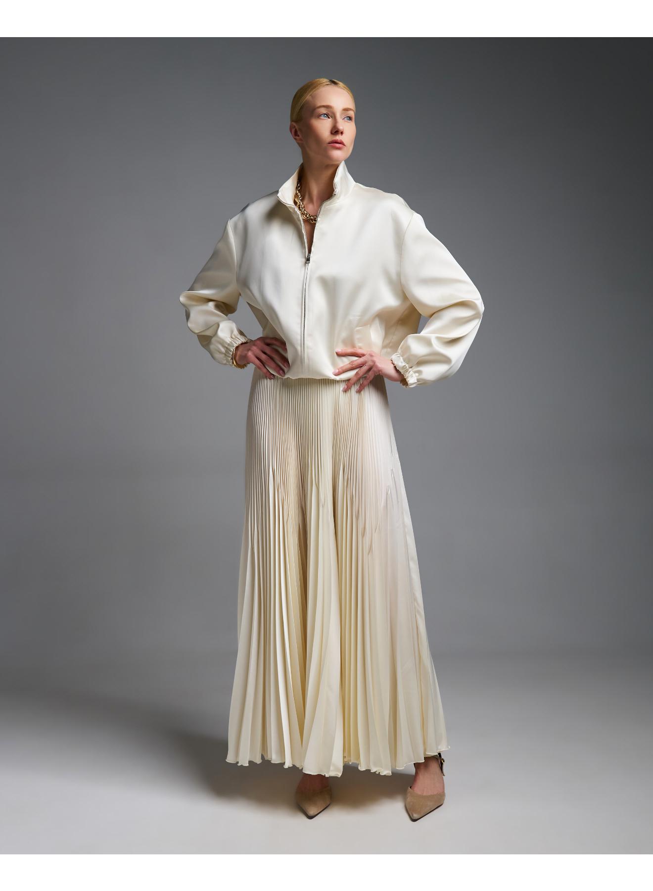 Εκρού silky touch πλισέ Φούστα με λάστιχο στη μέση Vicolo - 1