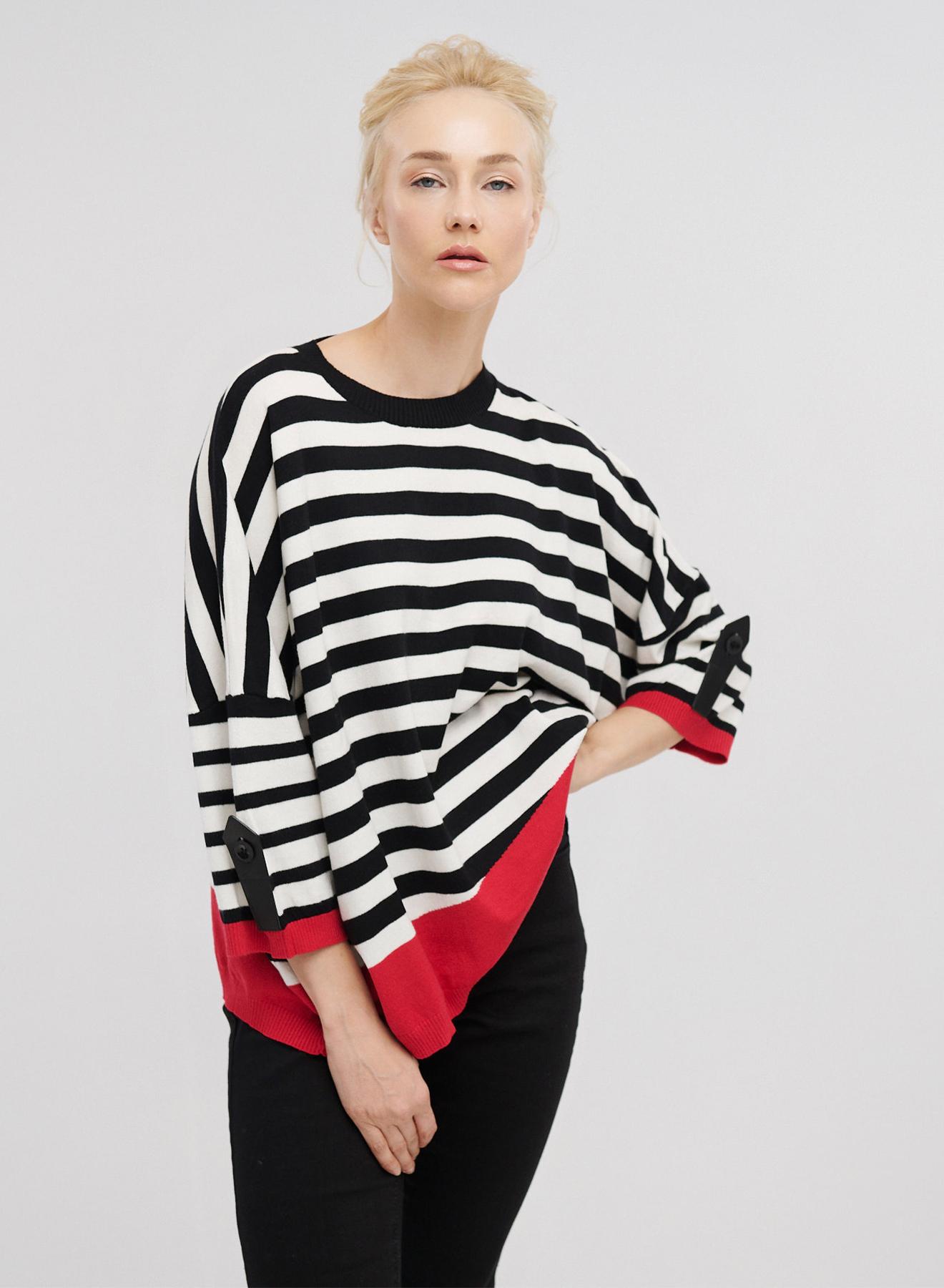 Knitted blouse with stripes and trocar sleeves - 5