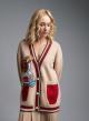 Camel-Red knitted Cardigan with pockets, V neckline and with decorative pearls De Royal - 3