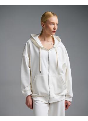 Λευκή Φούτερ Ζακέτα με φερμουάρ και με κουκούλα Vicolo - 55476