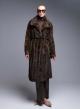 Brown eco fur long Coat with belt Bright - 0