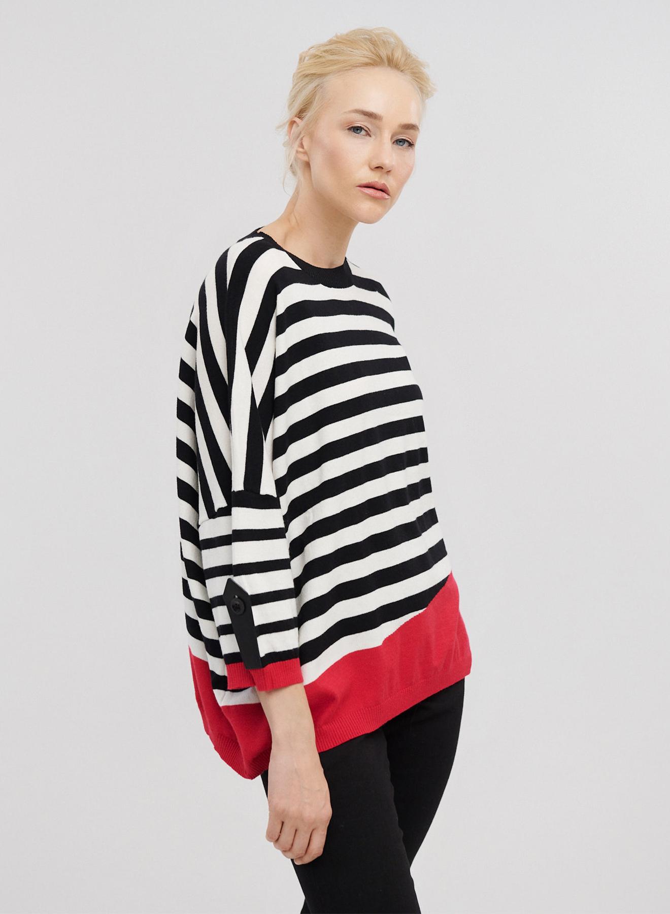 Knitted blouse with stripes and trocar sleeves - 2