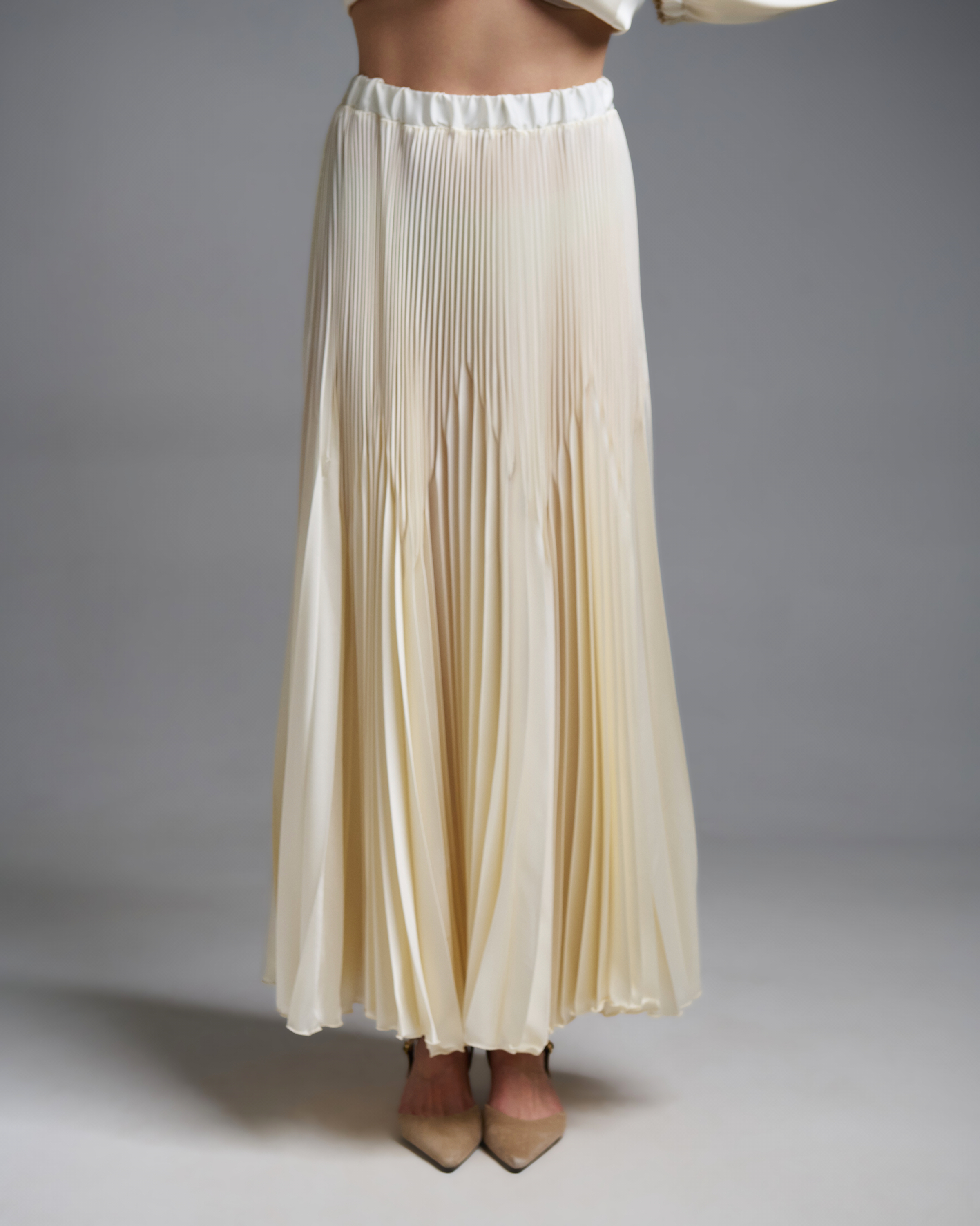 Εκρού silky touch πλισέ Φούστα με λάστιχο στη μέση Vicolo - 5