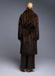 Brown eco fur long Coat with belt Bright - 3