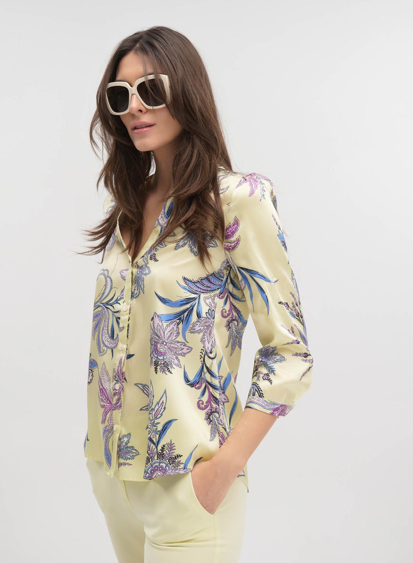 Λάιμ φλοράλ Μπλούζα twill με σχέδια Emme Marella - 2