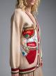 Camel-Red knitted Cardigan with pockets, V neckline and with decorative pearls De Royal - 4