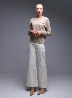 Off White Παντελόνι καμπάνα με τσέπες μπροστά Emme Marella - 50816