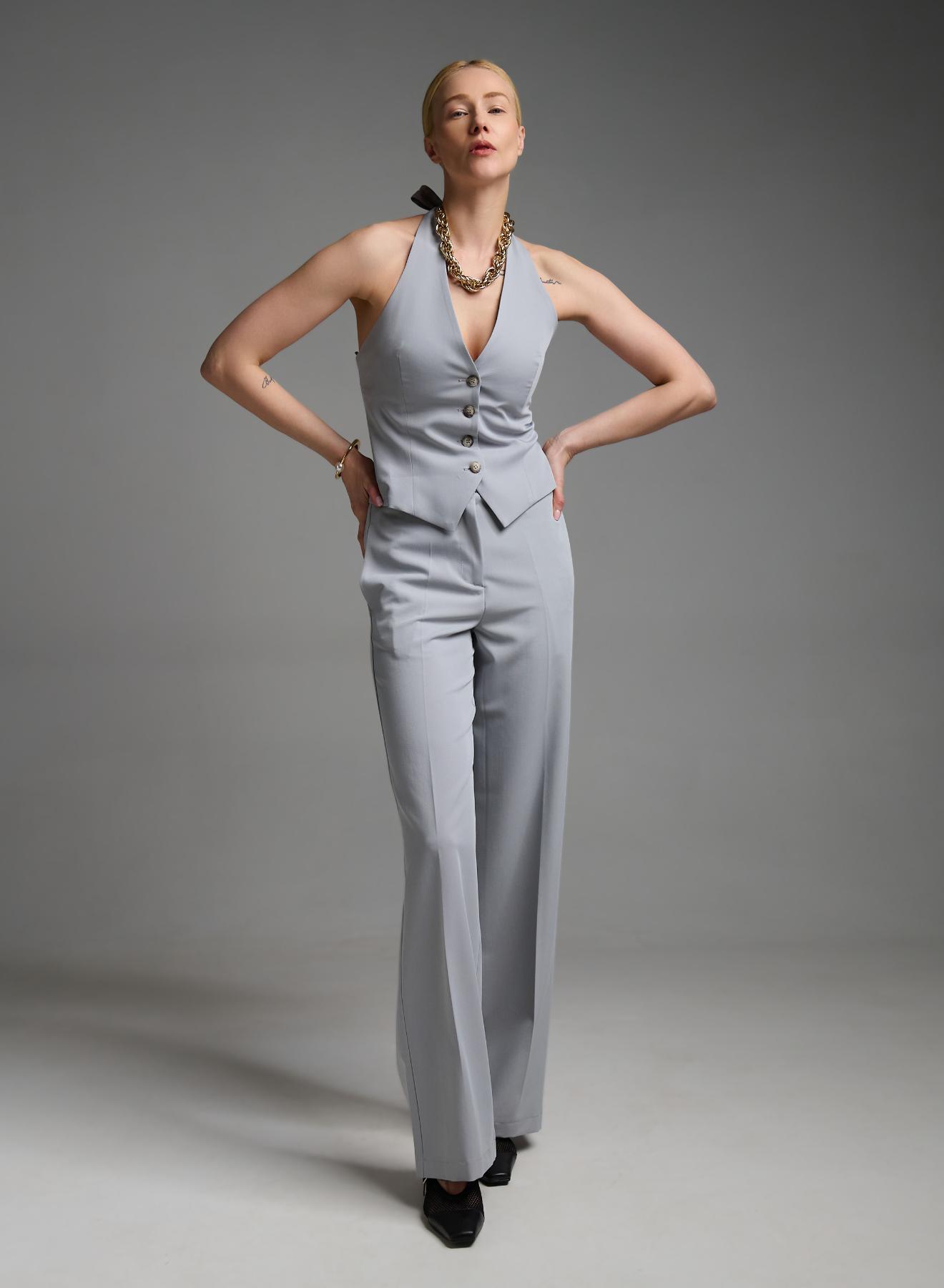 Γκρι Γιλέκο με ανοιχτή πλάτη Vicolo - 2