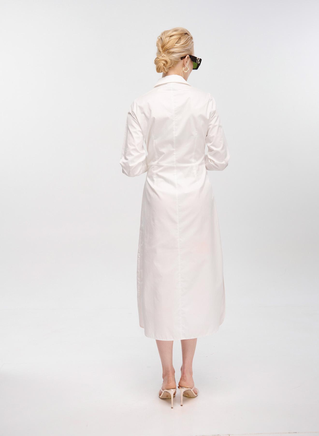 White long chemisier poplin Dress with belt "LILIBET" Devotion Twins - 3