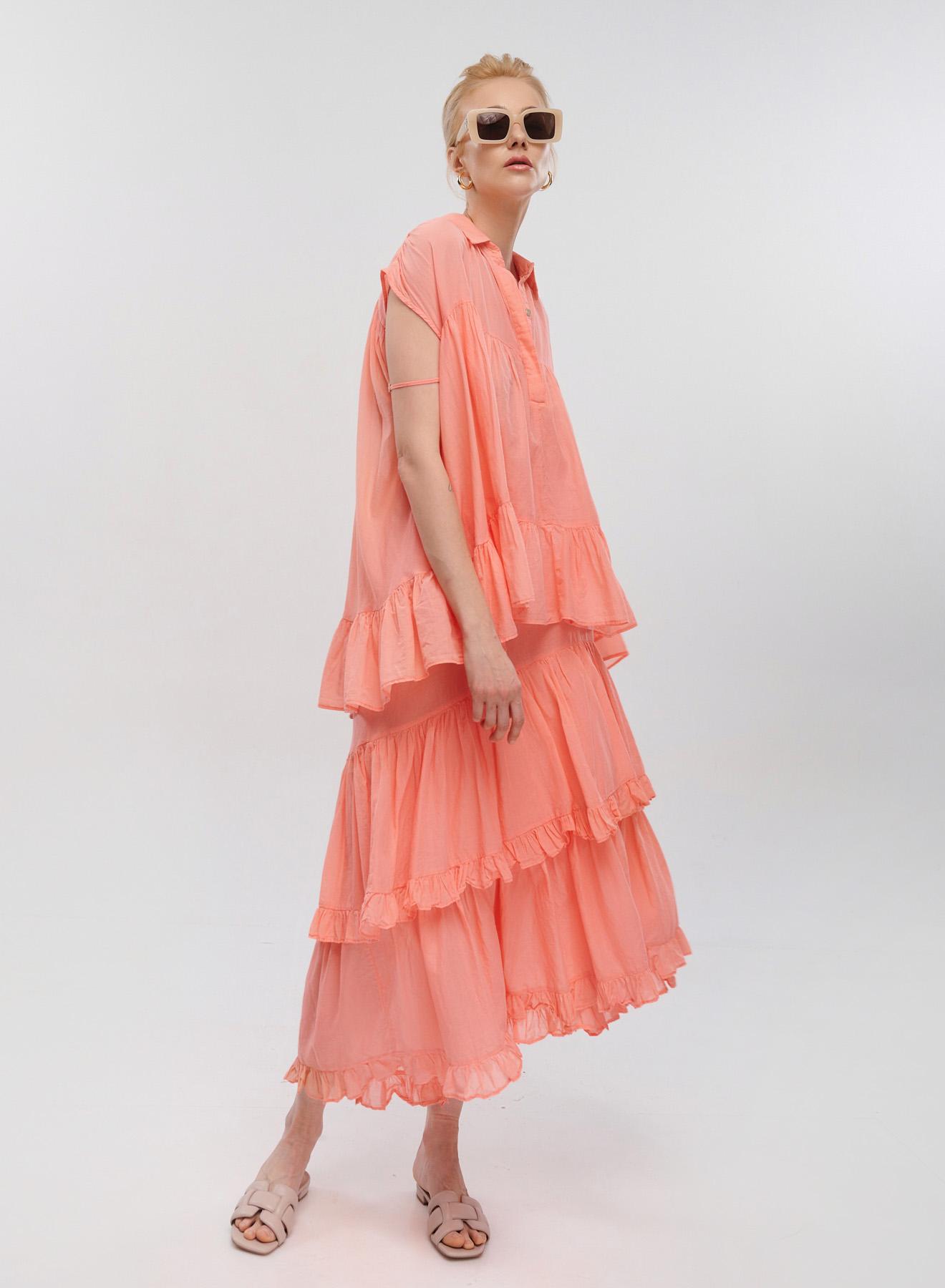 Coral voile midi Dress "KATE" Devotion Twins - 4