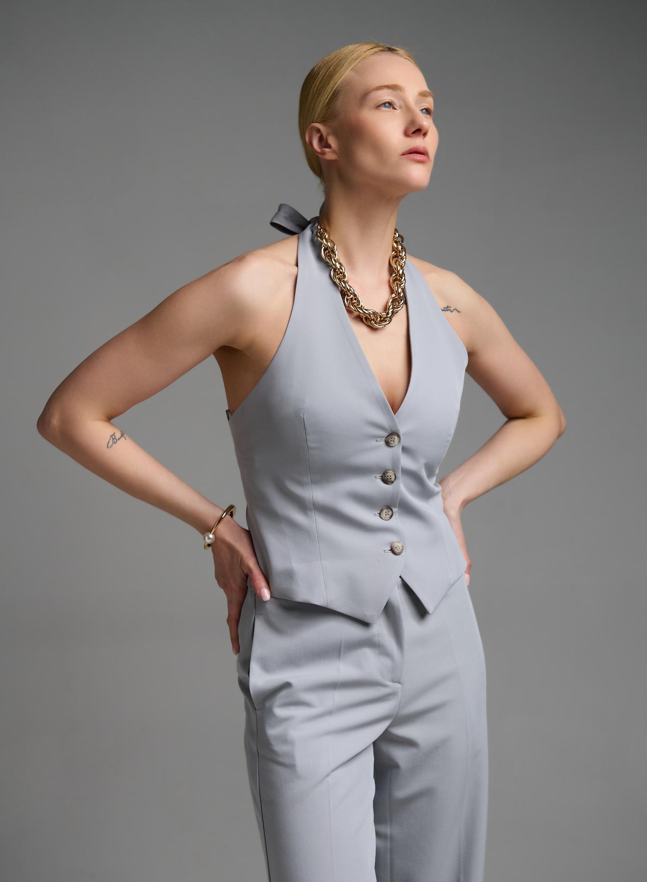 Γκρι Γιλέκο με ανοιχτή πλάτη Vicolo - 1