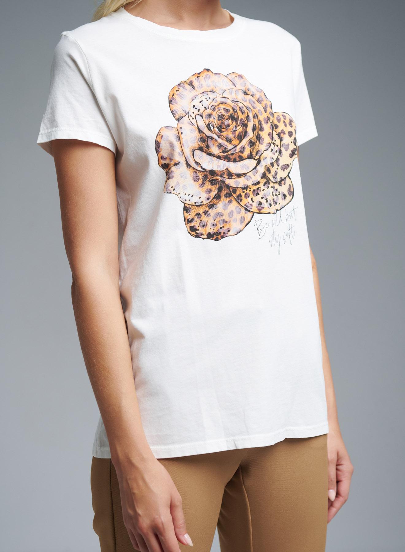 White cotton T-shirt with print Vicolo - 5