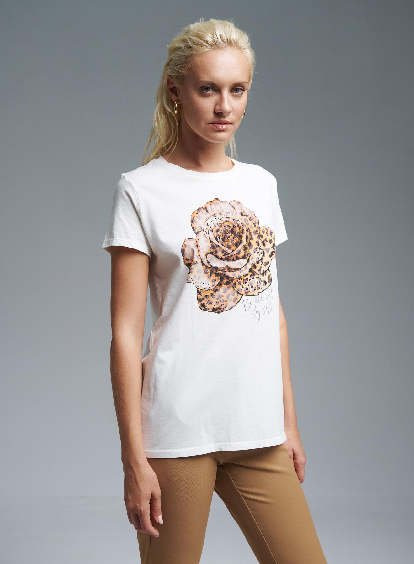 White cotton T-shirt with print Vicolo - 1