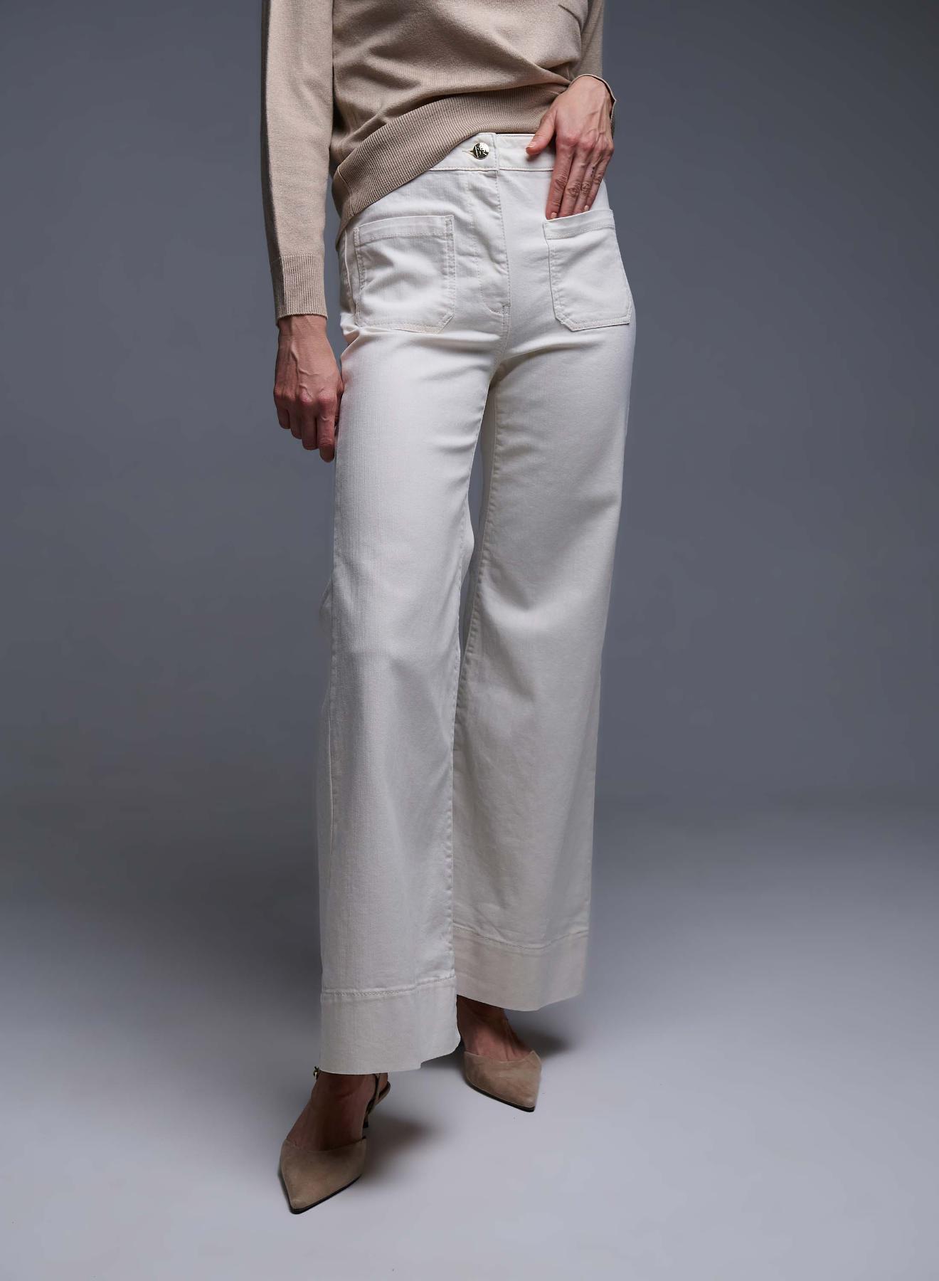 Off White Παντελόνι καμπάνα με τσέπες μπροστά Emme Marella - 2