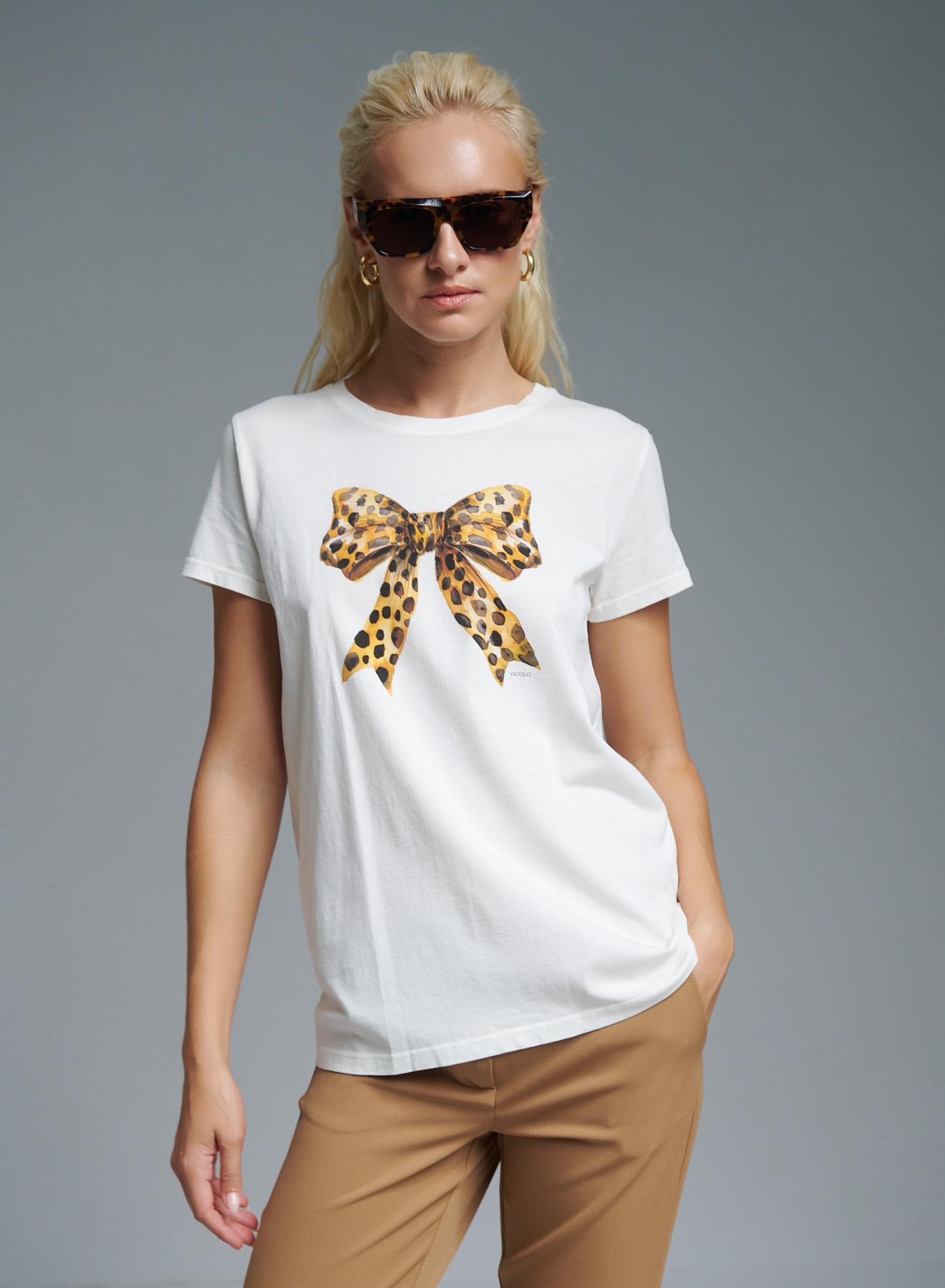 White cotton T-shirt with print Vicolo - 1