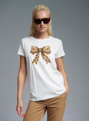 White cotton T-shirt with print Vicolo - 35739