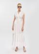 White long sleeveless poplin Dress with belt "FAIDRA" Devotion Twins - 0