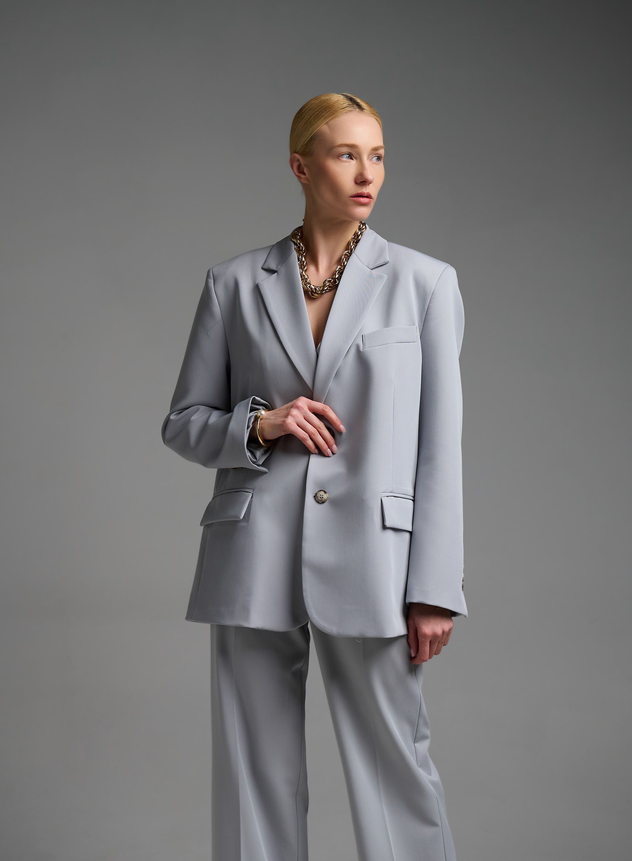 Γκρι Σακάκι που κουμπώνει με δύο τρόπους Vicolo - 0