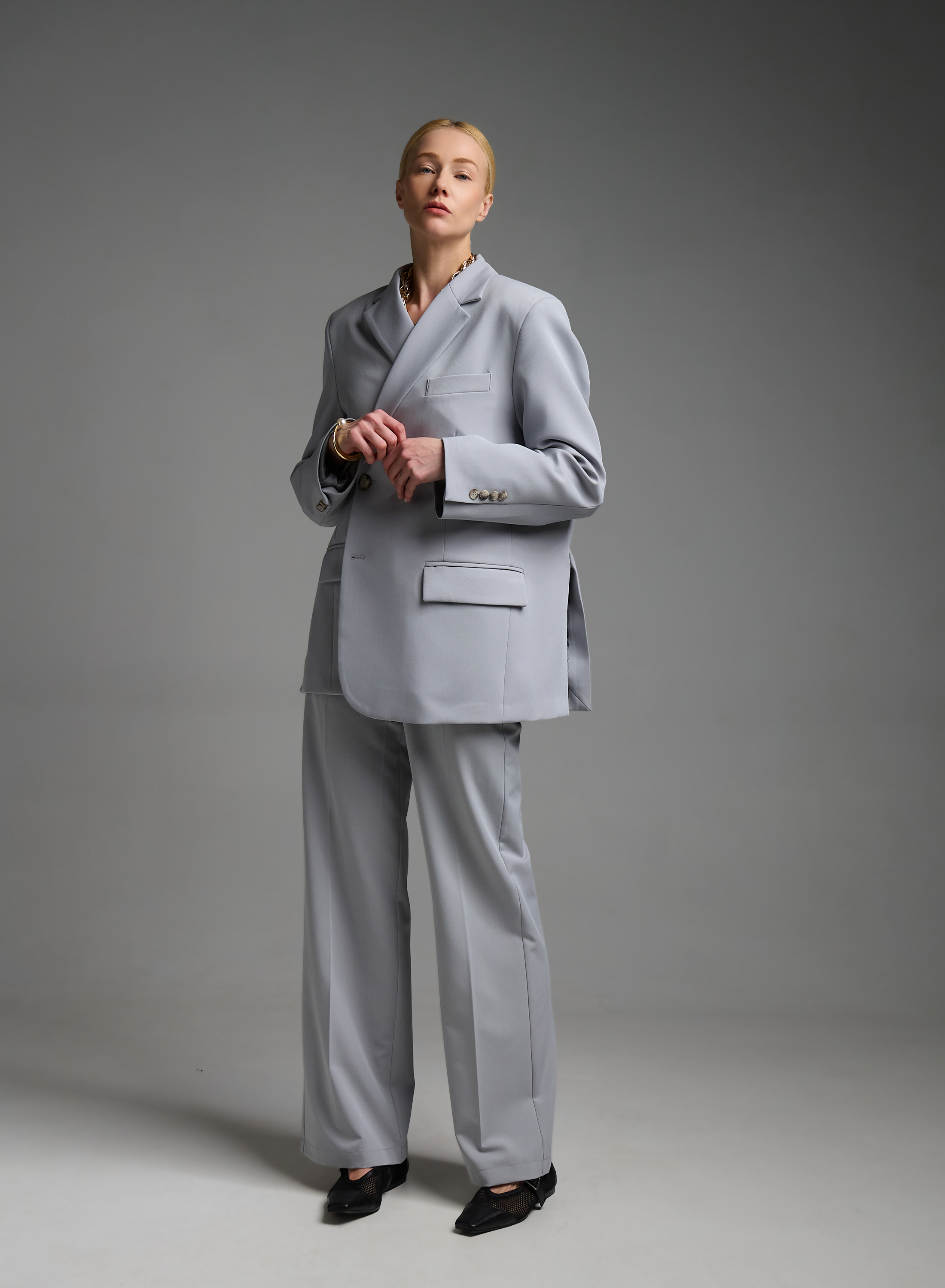 Γκρι Σακάκι που κουμπώνει με δύο τρόπους Vicolo - 1