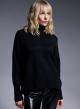 Knitted turtleneck top with side vents and rib details - 1