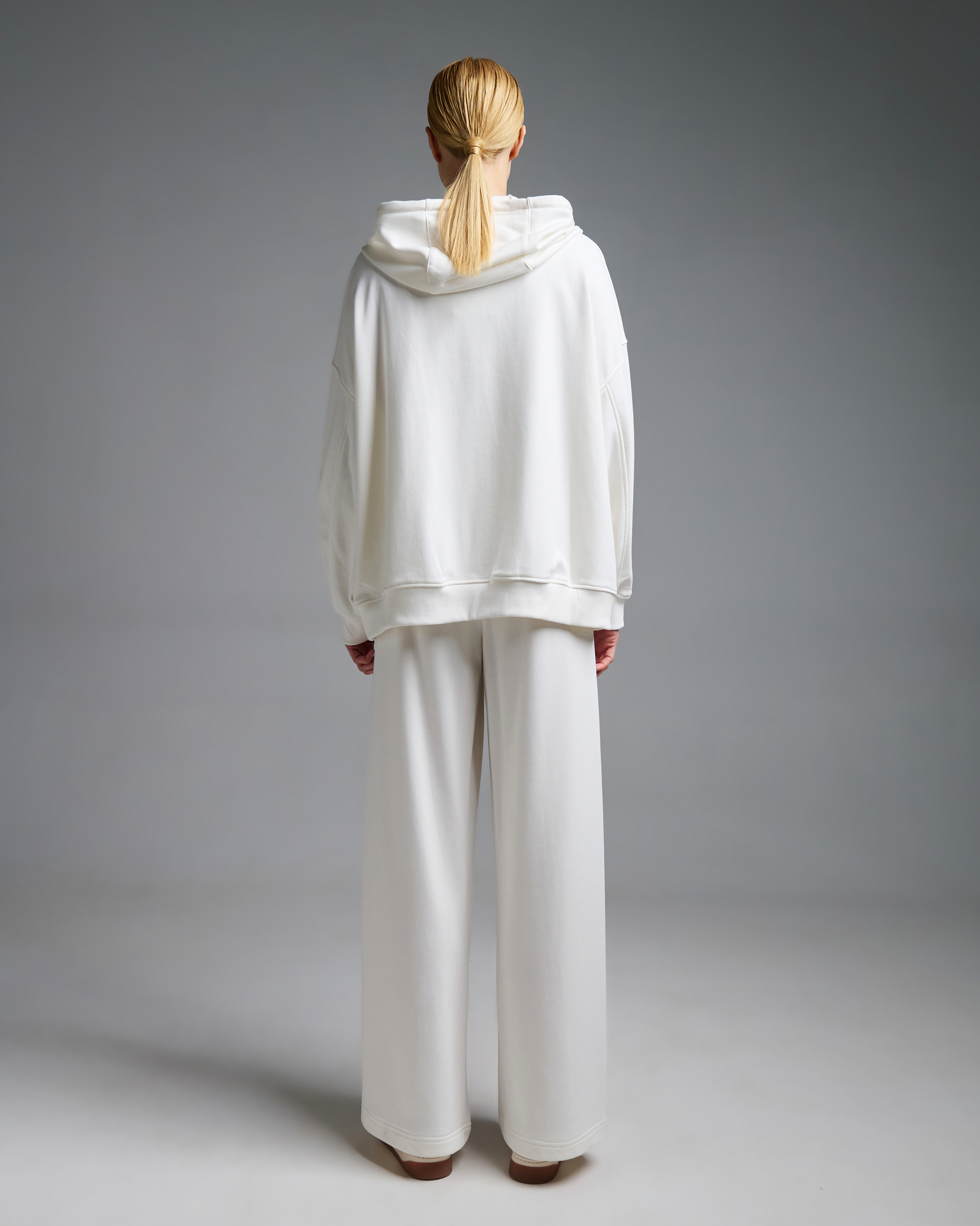 Λευκή Φούτερ Ζακέτα με φερμουάρ και με κουκούλα Vicolo - 4