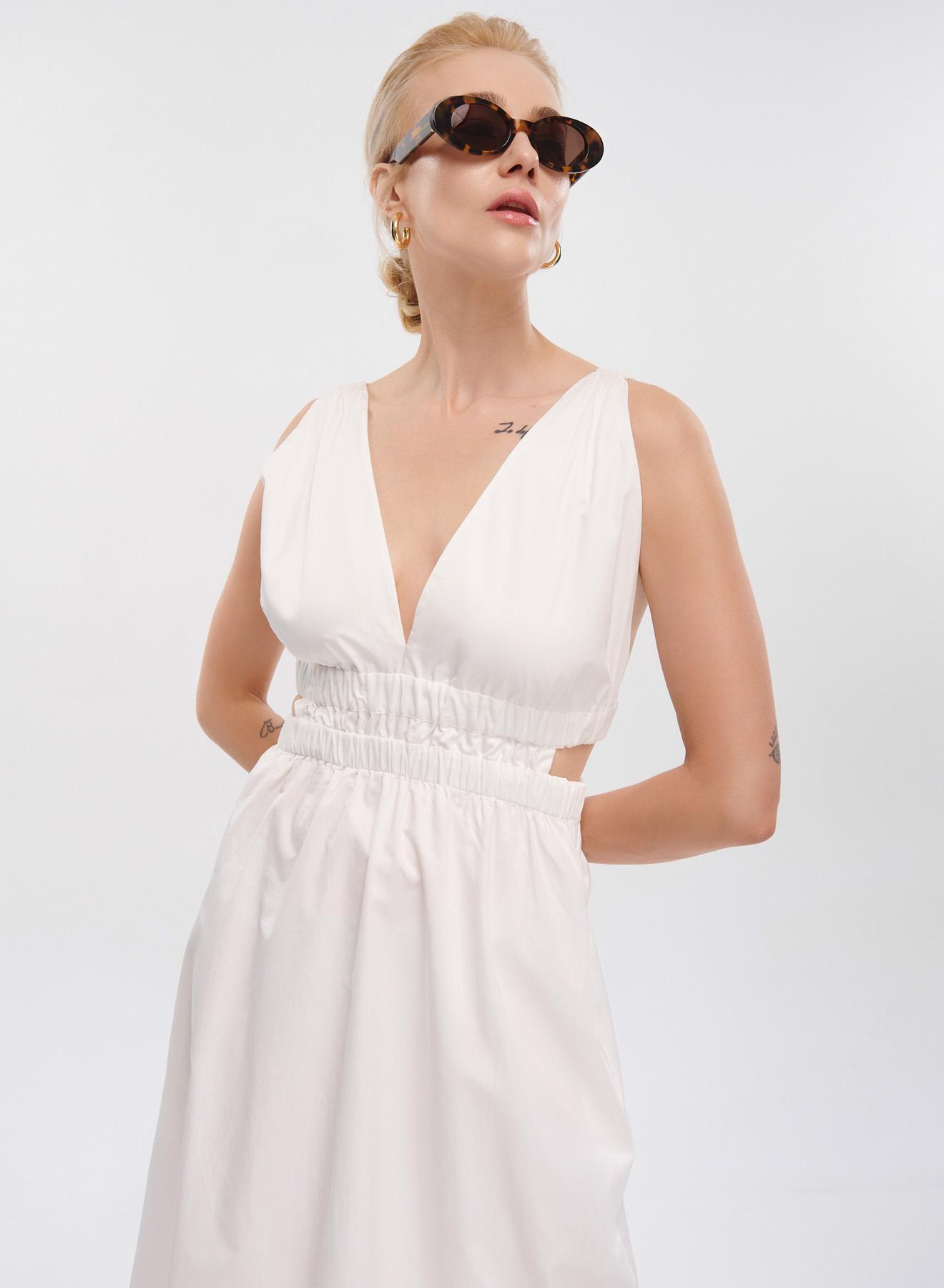 White long sleeveless poplin Dress "KALIPSO" Devotion Twins - 2