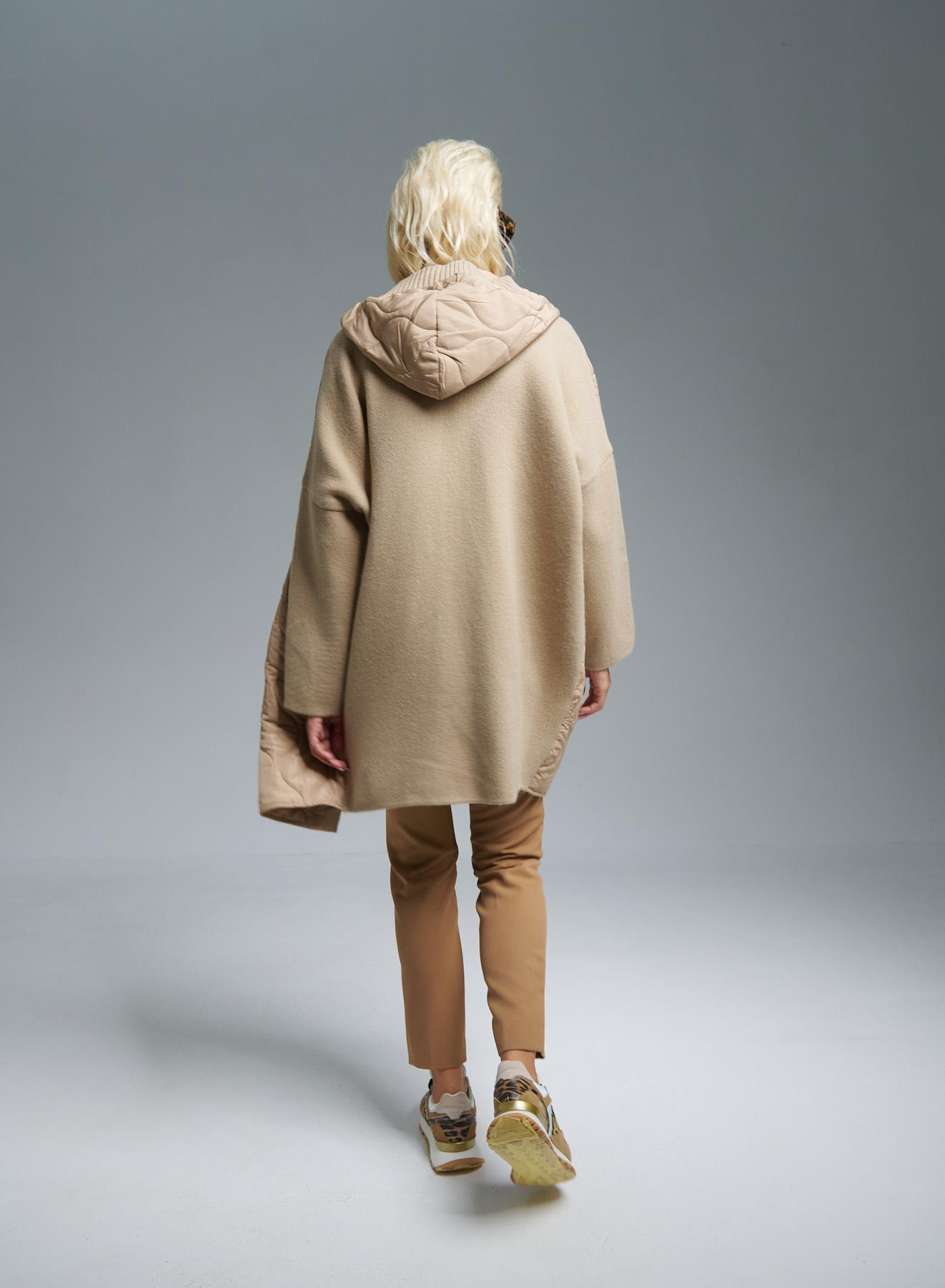 Beige long puffer Jacket with Knitted back and sleeves Monte Cervino - 3