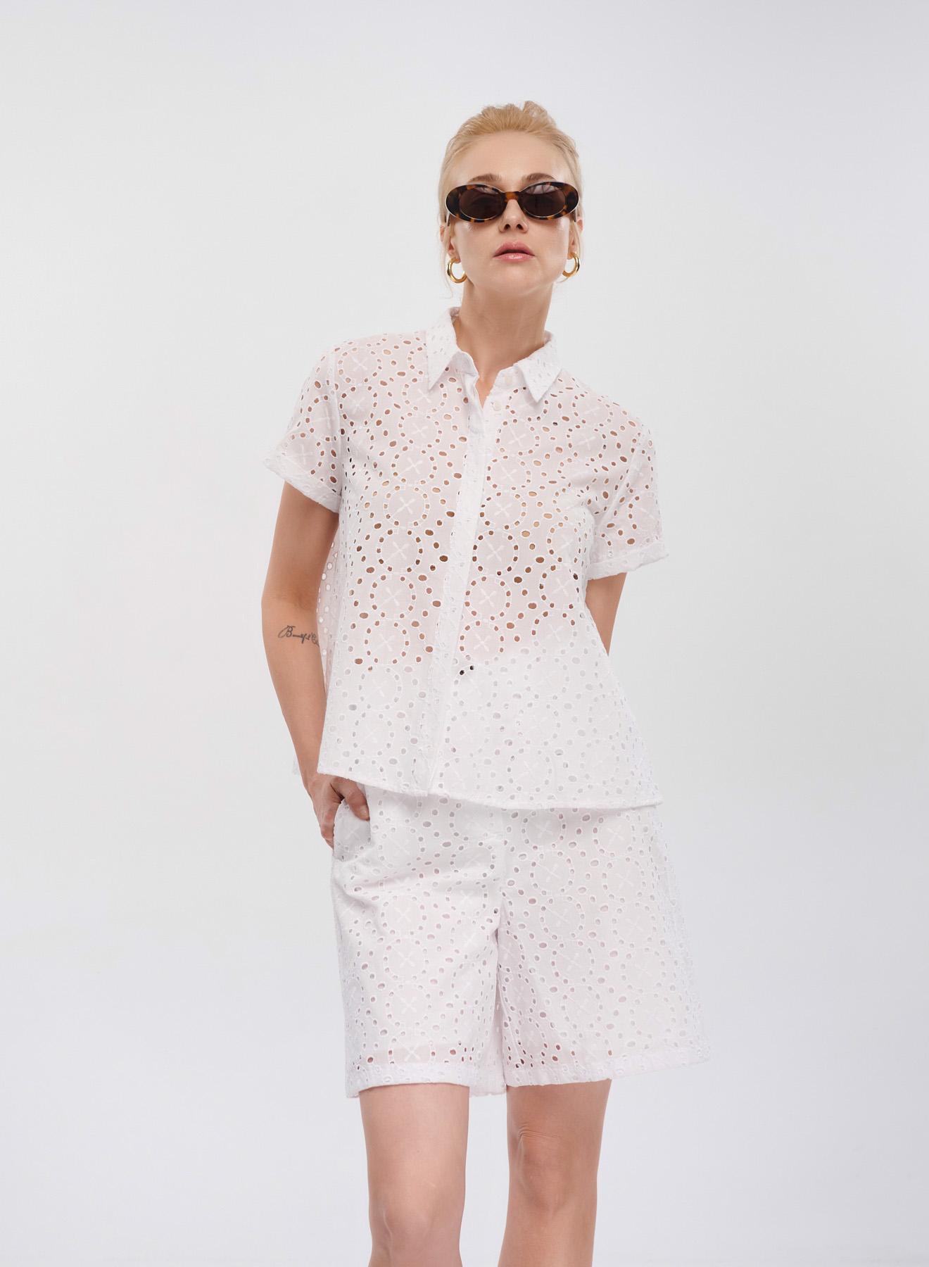 White Broderie Shorts with pockets Emme Marella - 2